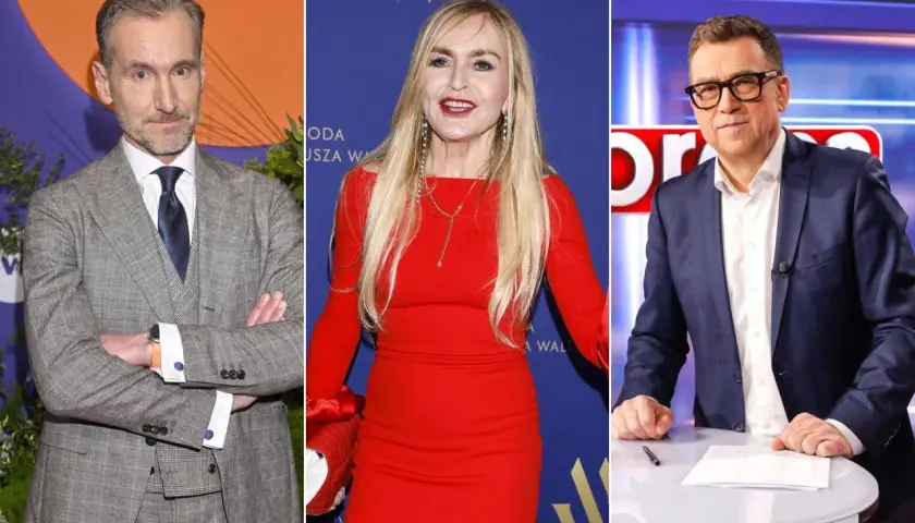 Trzech prezenterów Faktów TVN: Piotr Kraśko, Justyna Pochanke i Grzegorz Kajdanowicz.