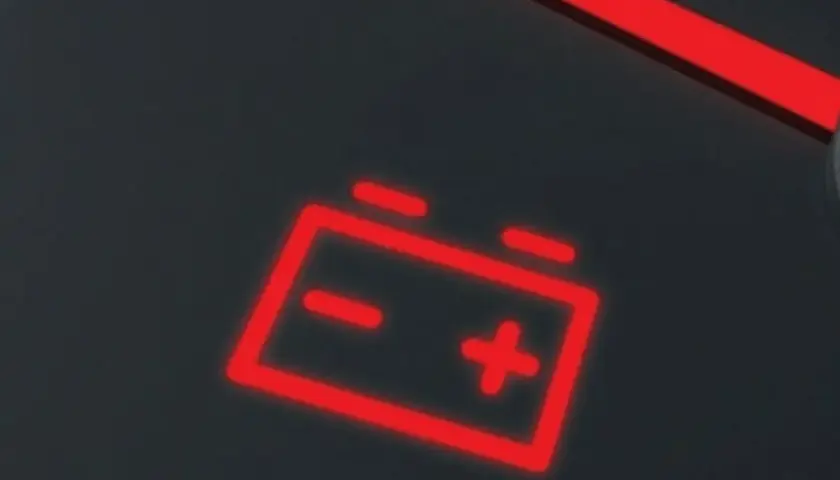 Spia batteria accesa sul cruscotto, un segnale rosso che indica un problema, ma l'alternatore carica.