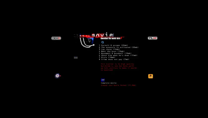 Strona z filmami z gry Grand Theft Auto, oferująca pobieranie zwiastuna i pełnego filmu. Dostępne jest też grand theft auto tłumaczenie.