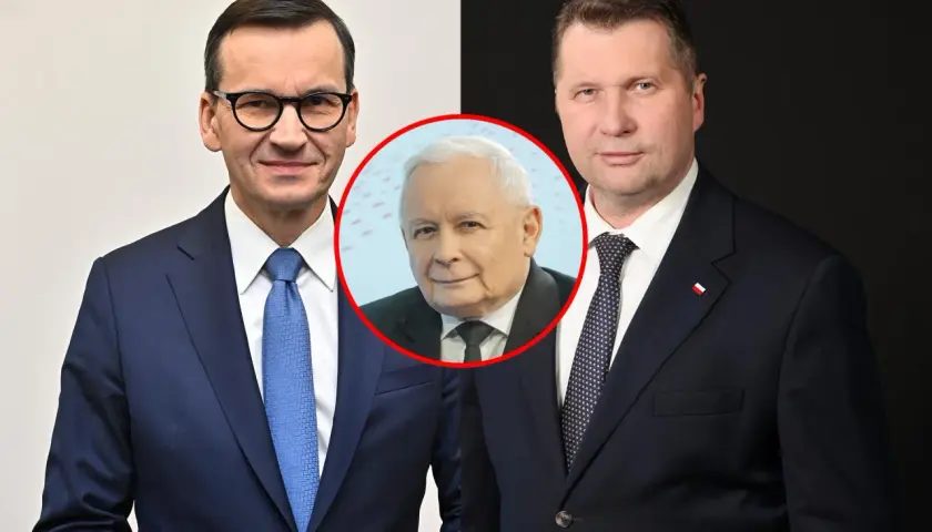 Jarosław Kaczyński w centrum, otoczony przez Mateusza Morawieckiego i Mariusza Błaszczaka. Czy to symbol sekrety frakcji "Maślarzy" i "Harcerzy" wewnątrz struktur partii PiS?