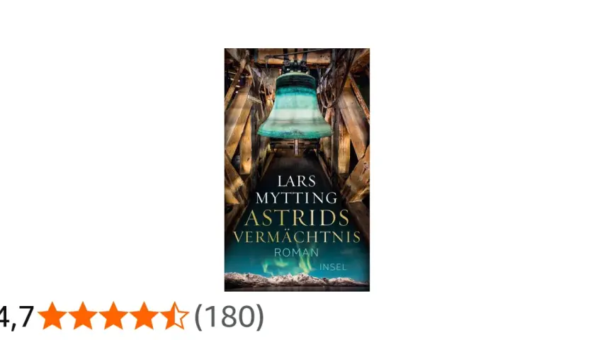 Lars Mytting Trilogie Teil 3: Astrids Vermächtnis. Das Buchcover zeigt eine Glocke unter dem Nordlicht.