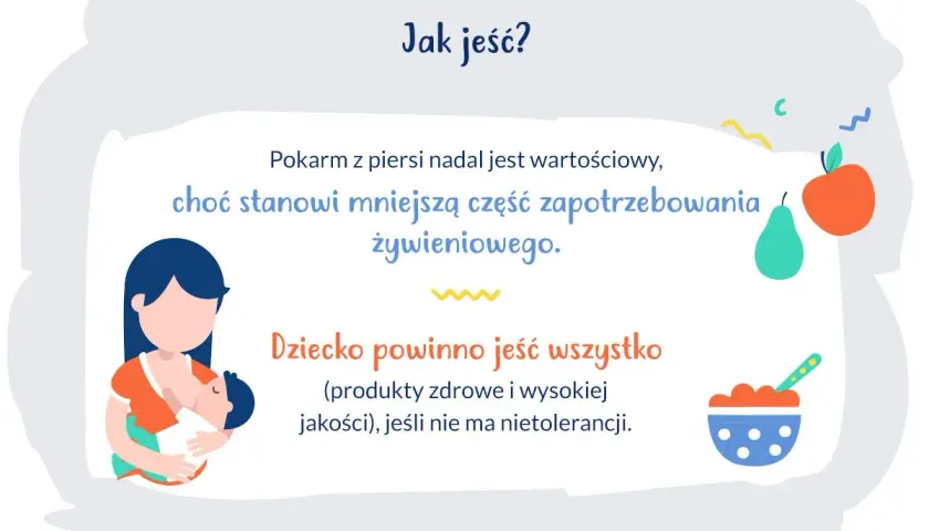 Karmienie piersią jest nadal ważne, nawet gdy 11-miesięczne dziecko je już inne pokarmy. Powinno jeść zdrowe produkty.