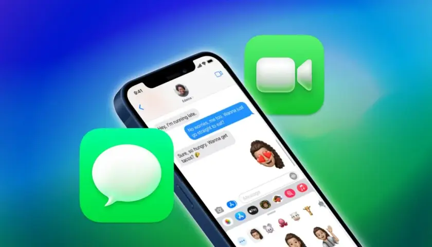 Co to iMessage? Rozmowa na iPhonie z ikonami Wiadomości i FaceTime.