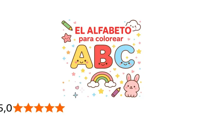 El ABC para colorear con un conejito, arcoíris y estrellas. ¡Diversión garantizada!