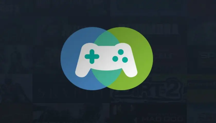 Ikona kontrolera gier na tle okładek gier. Dowiedz się, jak udostępnić bibliotekę Steam, aby dzielić się grami ze znajomymi.