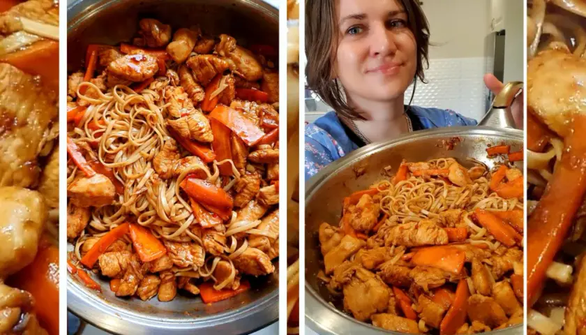 Domowy fast food: makaron po chińsku z kurczakiem w kwadrans