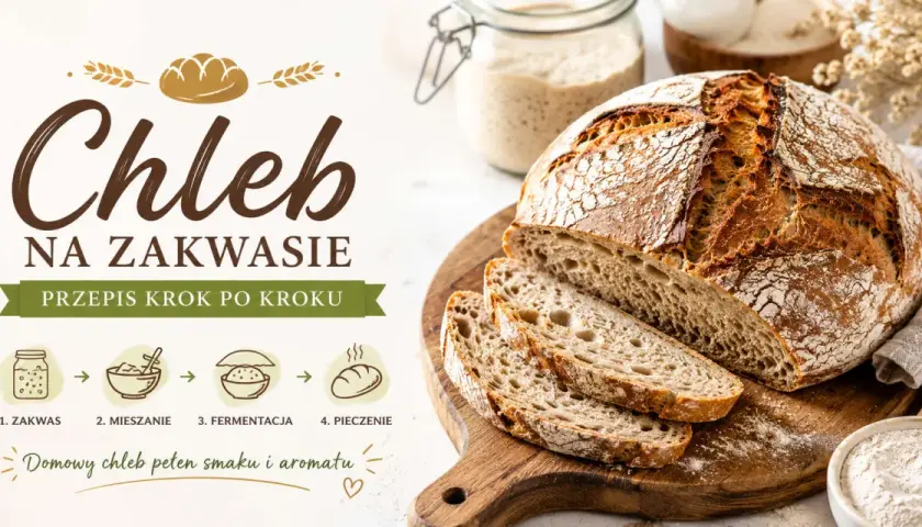 Chleb na zakwasie przepis krok po kroku: zakwas, mieszanie, fermentacja, pieczenie. Domowy chleb pełen smaku i aromatu.