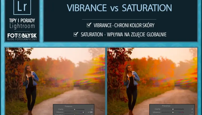 Poradnik Lightroom: porównanie Vibrance i Saturation. Zobacz, jak wpływają na kolory zdjęcia.