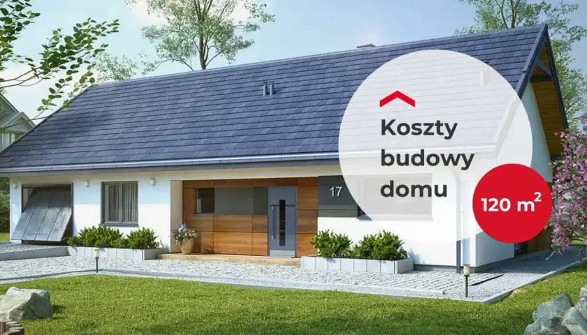 Nowoczesny dom 120 m², z elementami drewna i dużym dachem. Sprawdź, ile kosztuje remont mieszkania i budowa domu.