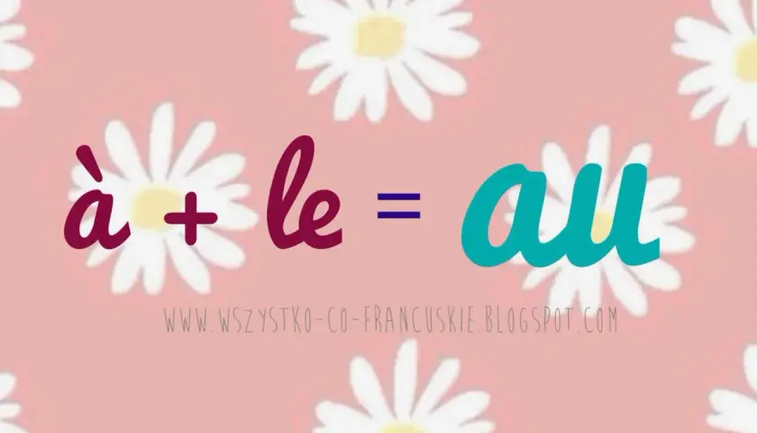 Różowe tło z kwiatkami. Równanie: à + le = au.