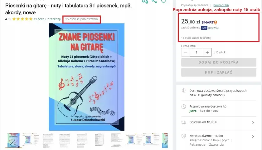 Okładka książki "Znane piosenki na gitarę" z ilustracją gitary i nutami.