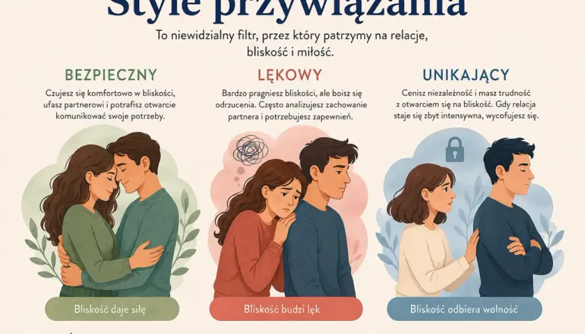 Poznaj style przywiązania: bezpieczny, lękowy i unikający. Zrozumienie ich to klucz do tego, jak zmienić styl przywiązania i budować zdrowsze relacje.