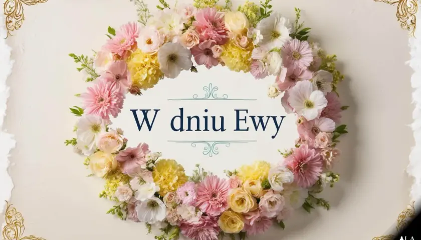 Wianek z pastelowych kwiatów na imieniny Ewy.