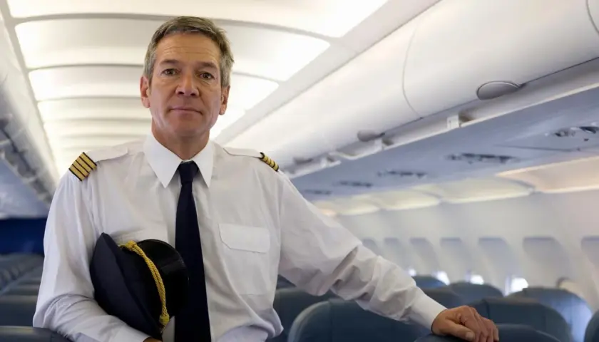 Erfahrener Pilot im Cockpit, bereit für den nächsten Flug. Das Gehalt eines Piloten ist oft ein spannendes Thema.