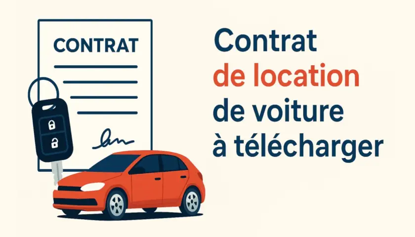 Contrat de location voiture entre particulier : une clé, une voiture orange et un document signé. Téléchargez votre contrat de location de voiture.