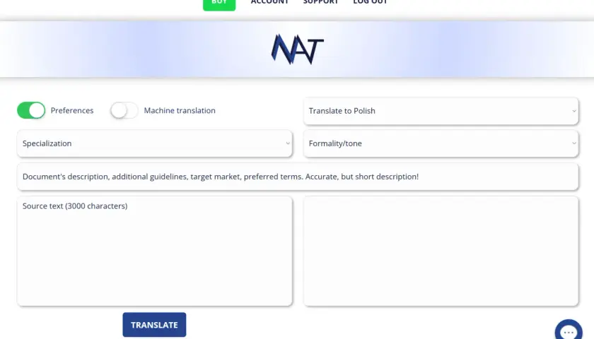 Tłumacz tekst na polski, wybierz specjalizację i ton. Zastanawiasz się, co to znaczy po francusku? Wpisz tekst i kliknij "Translate".