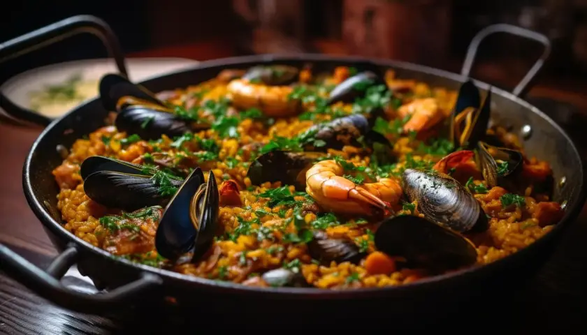 Pyszna paella z owocami morza i ryżem, idealna na rodzinny obiad. Ten przepis na paellę zachwyci każdego!
