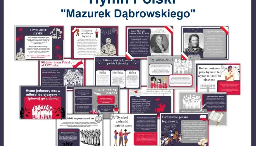 Hymn Polski "Mazurek Dąbrowskiego" - materiały edukacyjne o historii, symbolice i tekście hymnu narodowego.