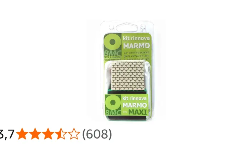 Kit per rinnovare il marmo opaco, eliminando graffi e corrosioni per ridare lucidatura.
