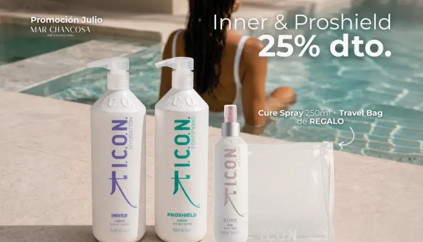 Promoción de productos ICON sin siliconas: Inner, Proshield y Cure Spray con neceser de regalo. ¡25% dto!