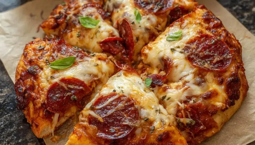 Szybki przepis na ciasto do pizzy? Ta pepperoni pizza z ciągnącym serem i świeżą bazylią to dowód, że to możliwe!