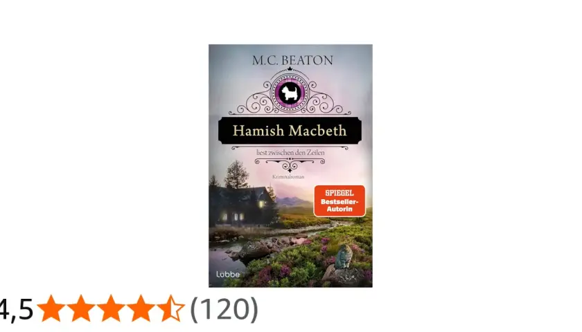 Buchcover "Hamish Macbeth liest zwischen den Zeilen" von M.C. Beaton. Die Reihenfolge der Hamish Macbeth Bücher ist hier nicht ersichtlich.