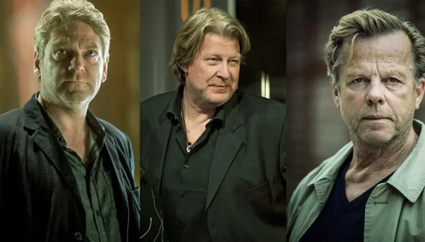 Tre skådespelare som spelat Kurt Wallander: Krister Henriksson, Rolf Lassgård och Johan Gry.