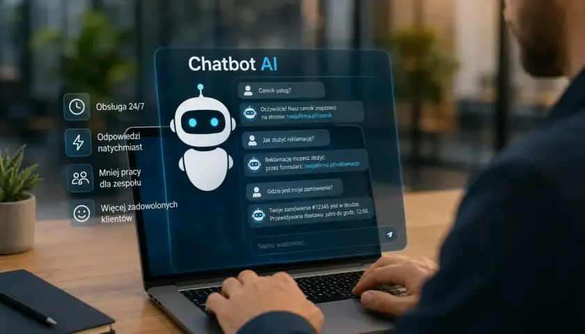 Interaktywna ai aplikacja chatbot pomaga w obsłudze klienta, odpowiada na pytania i usprawnia pracę zespołu.
