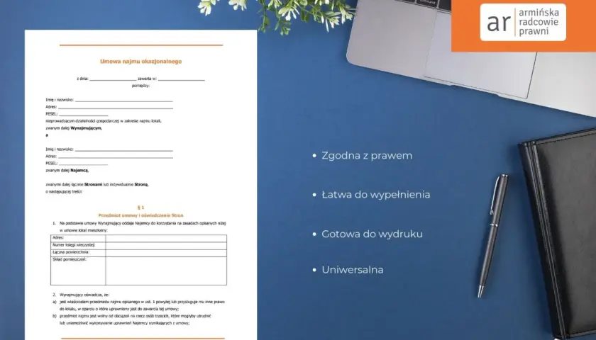 Oświadczenie o najmie okazjonalnym - dokument gotowy do wypełnienia, zgodny z prawem, łatwy w użyciu.