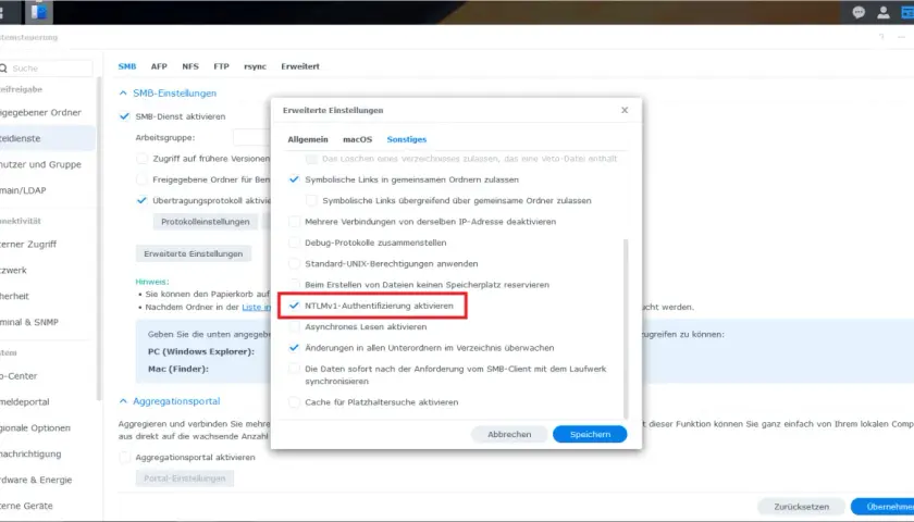 Synology SMB-Zugriff verweigert? NTLMv1-Authentifizierung ist aktiviert. Überprüfen Sie die SMB-Einstellungen für eine reibungslose Verbindung.
