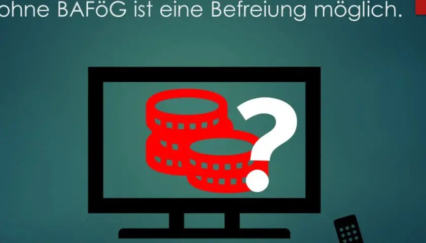 GEZ-Gebühren: Münzen und Fragezeichen auf dem Bildschirm. Viele gez studenten fragen sich, ob sie befreit werden können.