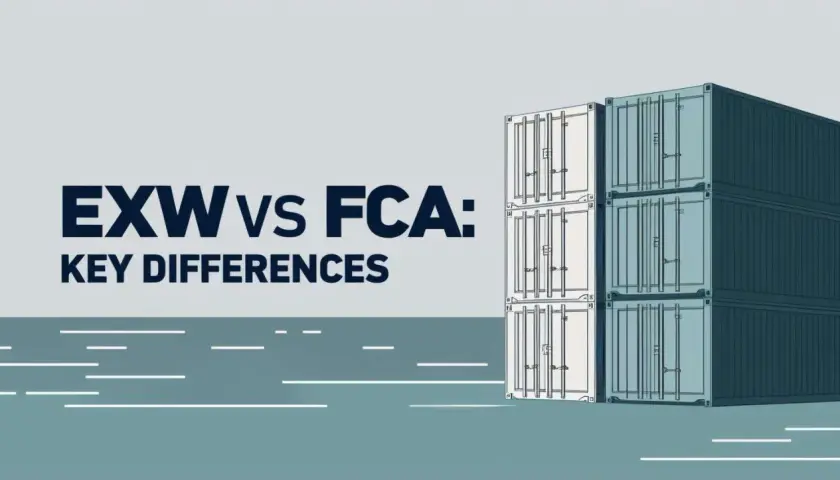 EXW vs FCA: Schlüsselunterschiede. Stapel von Containern, die die Bedeutung von EXW im internationalen Handel verdeutlichen.