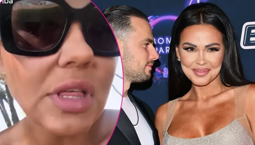 Bracia Collins i ich żony na czerwonym dywanie. Kobieta w okularach przeciwsłonecznych i elegancka para.