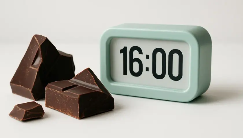 L'orologio segna le 16:00, l'ora perfetta per concedersi un pezzetto di cioccolato fondente, perché il cioccolato fondente fa bene.