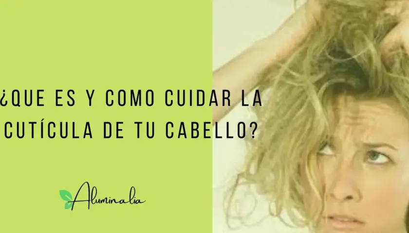 ¿Qué es y cómo cuidar la cutícula de tu cabello? Imagen de una mujer con cabello enredado y texto sobre el cuidado capilar.
