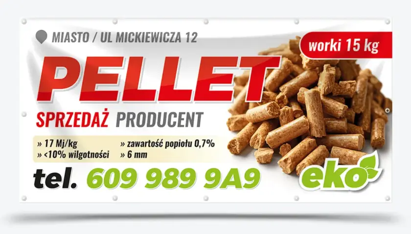 Sprzedaż pelletu na raty od producenta, worki 15 kg. Niska wilgotność, zawartość popiołu 0,7%. Tel. 609 989 9A9.