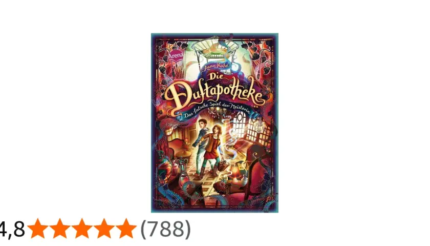 Buchcover "Die Duftapotheke: Das falsche Spiel der Meisterin" von Anna Ruhe. Zwei Kinder stehen in einem geheimnisvollen Raum.