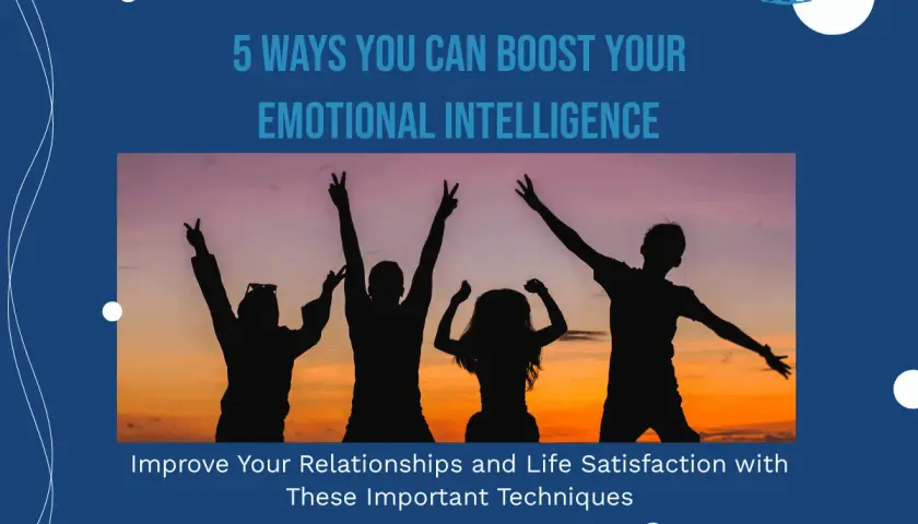 Silhouettes of four people celebrating at sunset. This image inspires self-discovery questions for boosting emotional intelligence and improving life satisfaction.