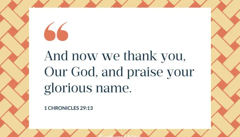 Frases para dar gracias a Dios por las bendiciones recibidas: "Y ahora te damos gracias, Dios nuestro, y alabamos tu glorioso nombre." (1 Crónicas 29:13)