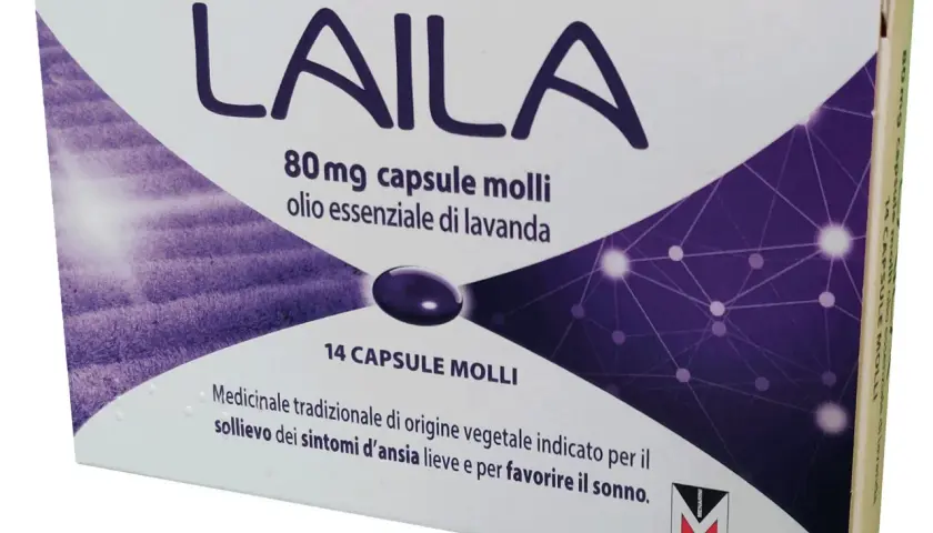 Confezione di LAILA, 14 capsule molli all'olio di lavanda, per il sollievo dai sintomi d'ansia lieve. Nuovi farmaci per l'ansia.