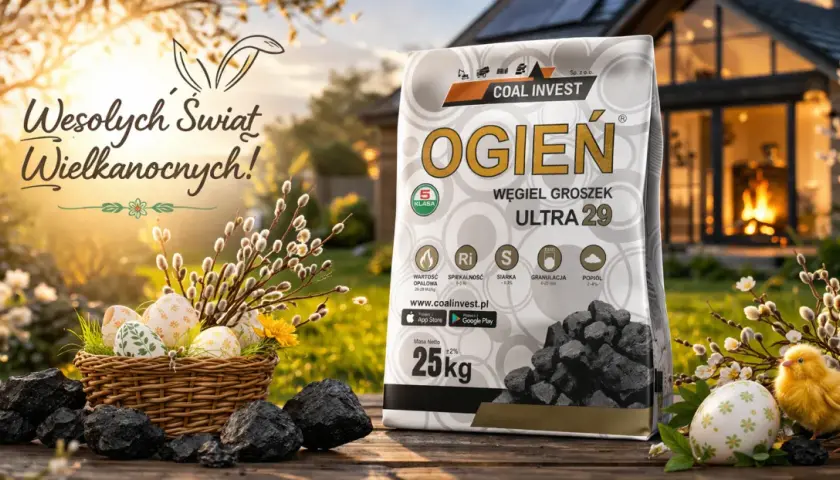 Wesołych Świąt! Węgiel ekogroszek extra premium plus "Ogień" Ultra 29, idealny na wiosenne chłody.