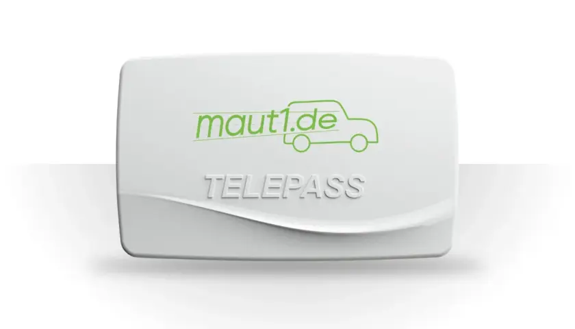 Urządzenie Telepass z logo maut1.de ułatwia podróżowanie po hiszpańskich autostradach.