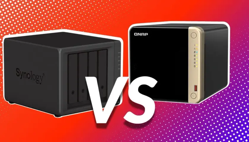 Vergleich: QNAP NAS vs Synology. Zwei NAS-Geräte stehen sich gegenüber, bereit für den Kampf um Ihre Daten.