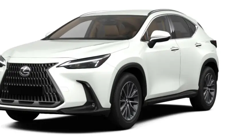 Un blanco Lexus NX 450h listo para tu prueba de manejo. Elegancia y tecnología en un SUV híbrido.