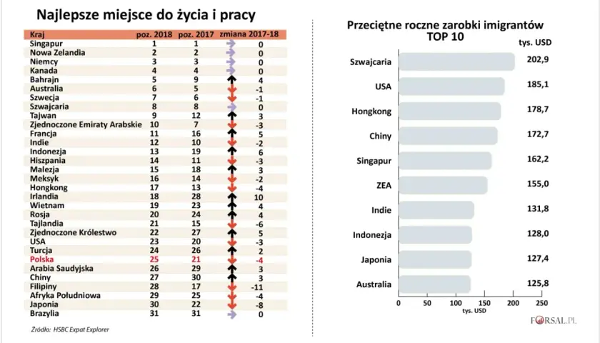 W jakim kraju zarabia się najwięcej? Szwajcaria, USA i Hongkong przodują w zarobkach imigrantów. Polska na 25. miejscu.