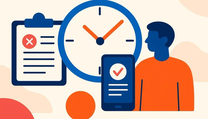 Zegar, lista z krzyżykiem i telefon z zaznaczeniem. To pokazuje, jak **trasowanie co to** jest ważne w zarządzaniu zadaniami i czasem.