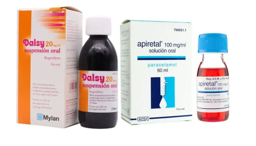 Dalsy o Apiretal para la tos. Dos jarabes infantiles, uno con ibuprofeno y otro con paracetamol, para aliviar el malestar.