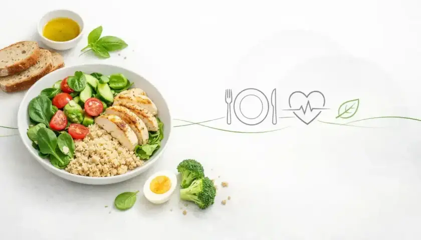 Zdrowy obiad 1000 kcal: grillowany kurczak, kasza, warzywa, jajko i pieczywo. Idealny posiłek dla dbających o linię.