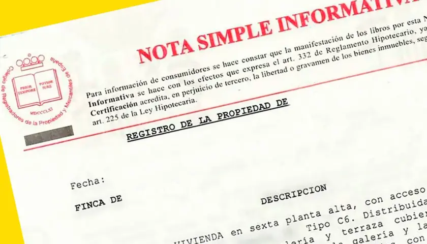 Nota simple informativa de una vivienda en sexta planta alta, con acceso, galería y terraza.