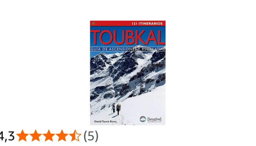 Guía de ascensiones y escaladas del Toubkal, Marruecos. Dos montañeros se adentran en un paisaje nevado.